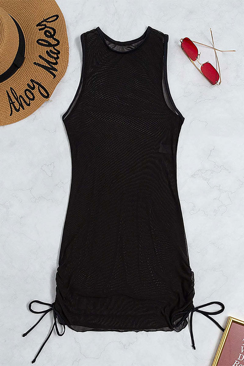 Mesh See Through Sleeveless Mini Dresses One-Piece Bikini