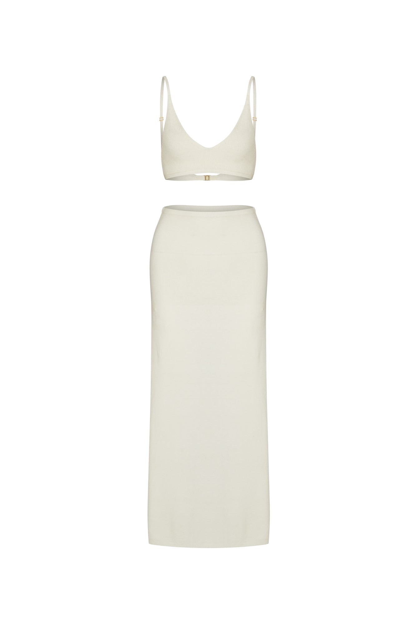 Knit Sleeveless Cropped Top Side Slit Maxi Skirt Set