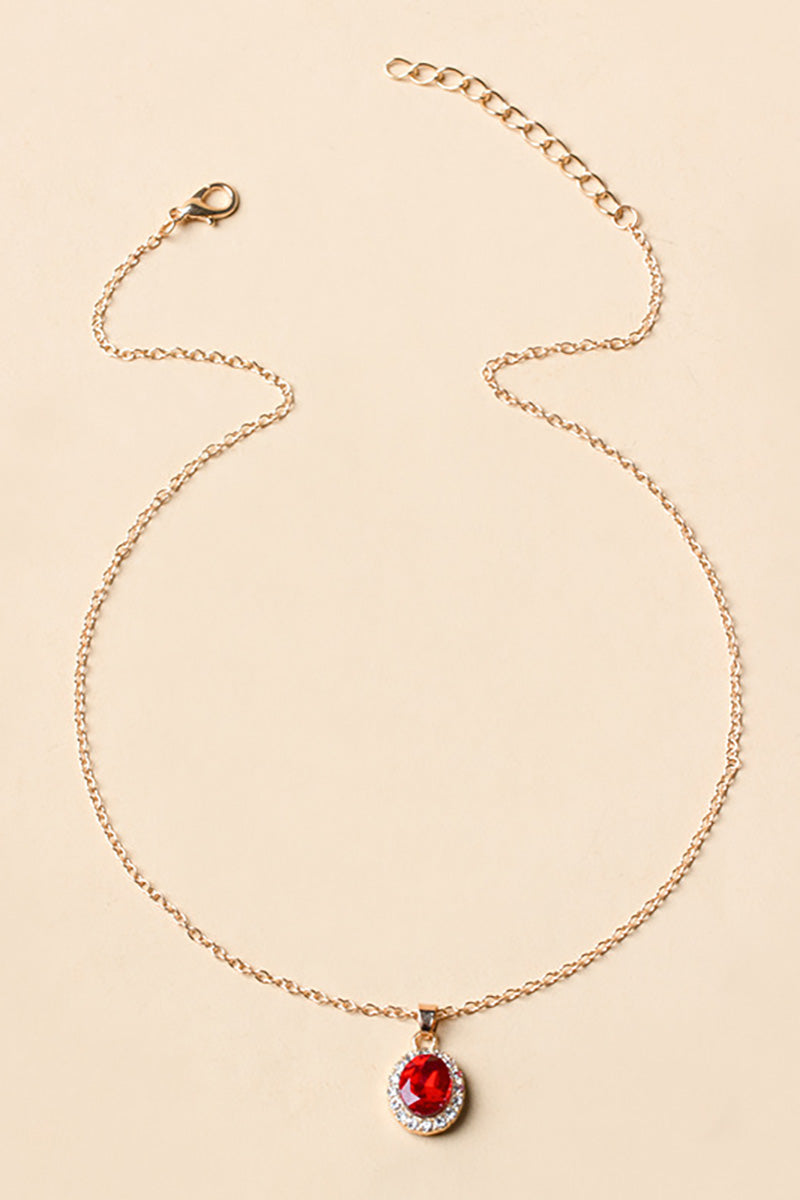 Crystal Gem Drop Shaped Pendant Alloy Necklace-Green