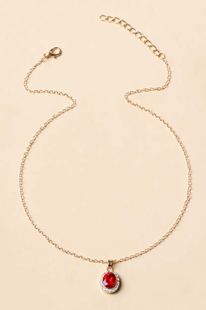 Crystal Gem Drop Shaped Pendant Alloy Necklace-Green