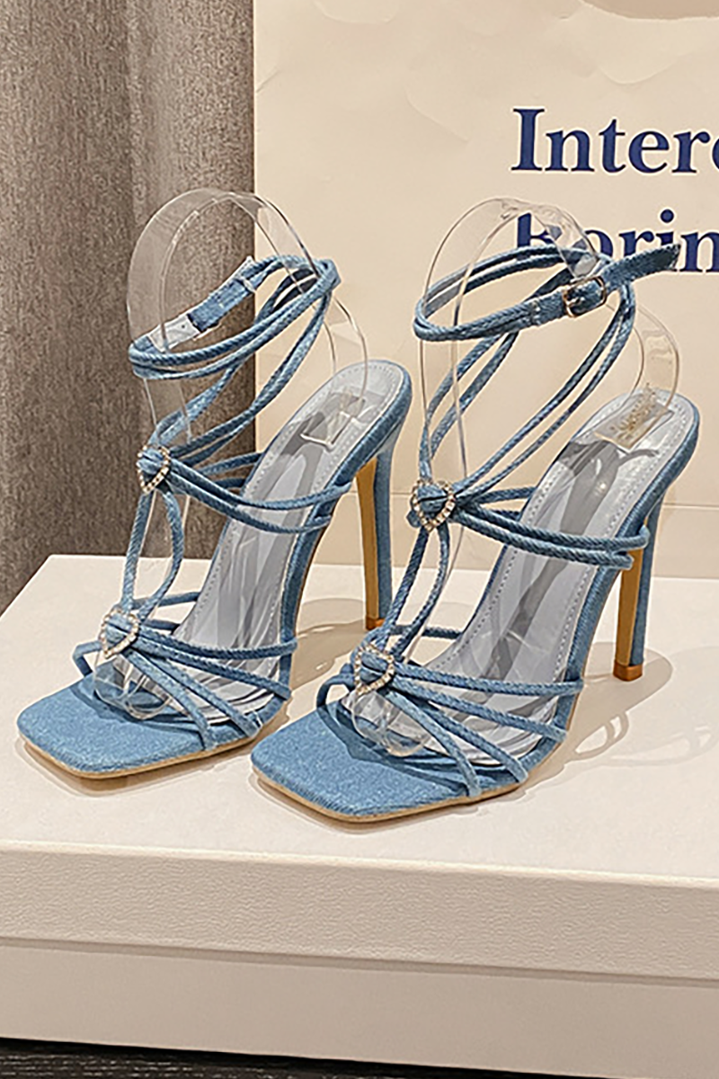 Square Peep-Toe Symmetrical Strap Glossy Metallic High-Heeled Sandal-Gold