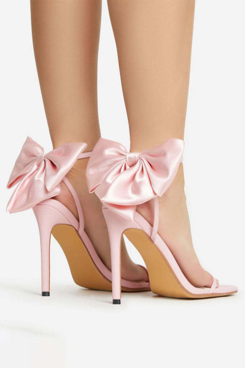 PU Leather Bow Decor Buckle High Heel Party Sandals