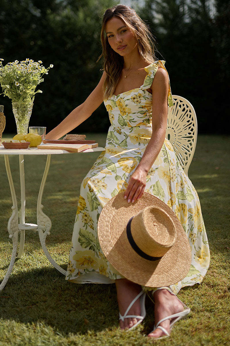 Floral Print Tied Strap Sleeveless Vacation Midi Dresses