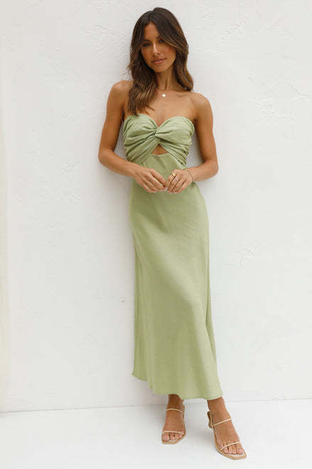 Strapless Backless Vacation Maxi Dresses - Green