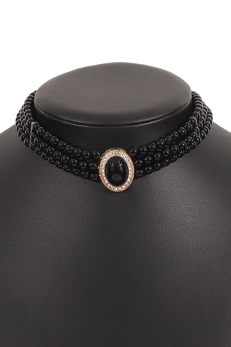 Elegant Layered Pearl Rhinestone Alloy Necklace