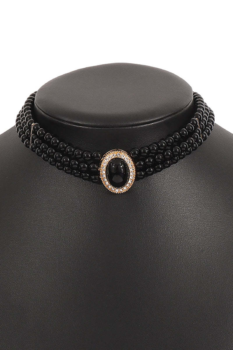Elegant Layered Pearl Rhinestone Alloy Necklace