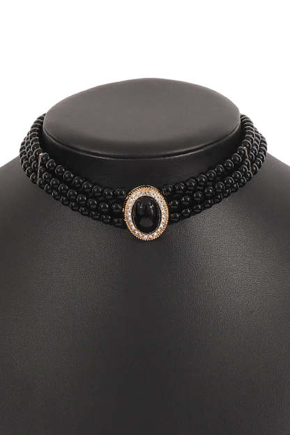 Elegant Layered Pearl Rhinestone Alloy Necklace