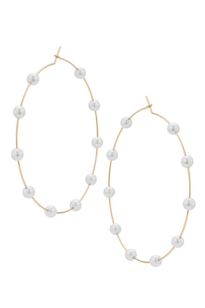 Pearls Decor Oversized Hoop Earrings-Gold1