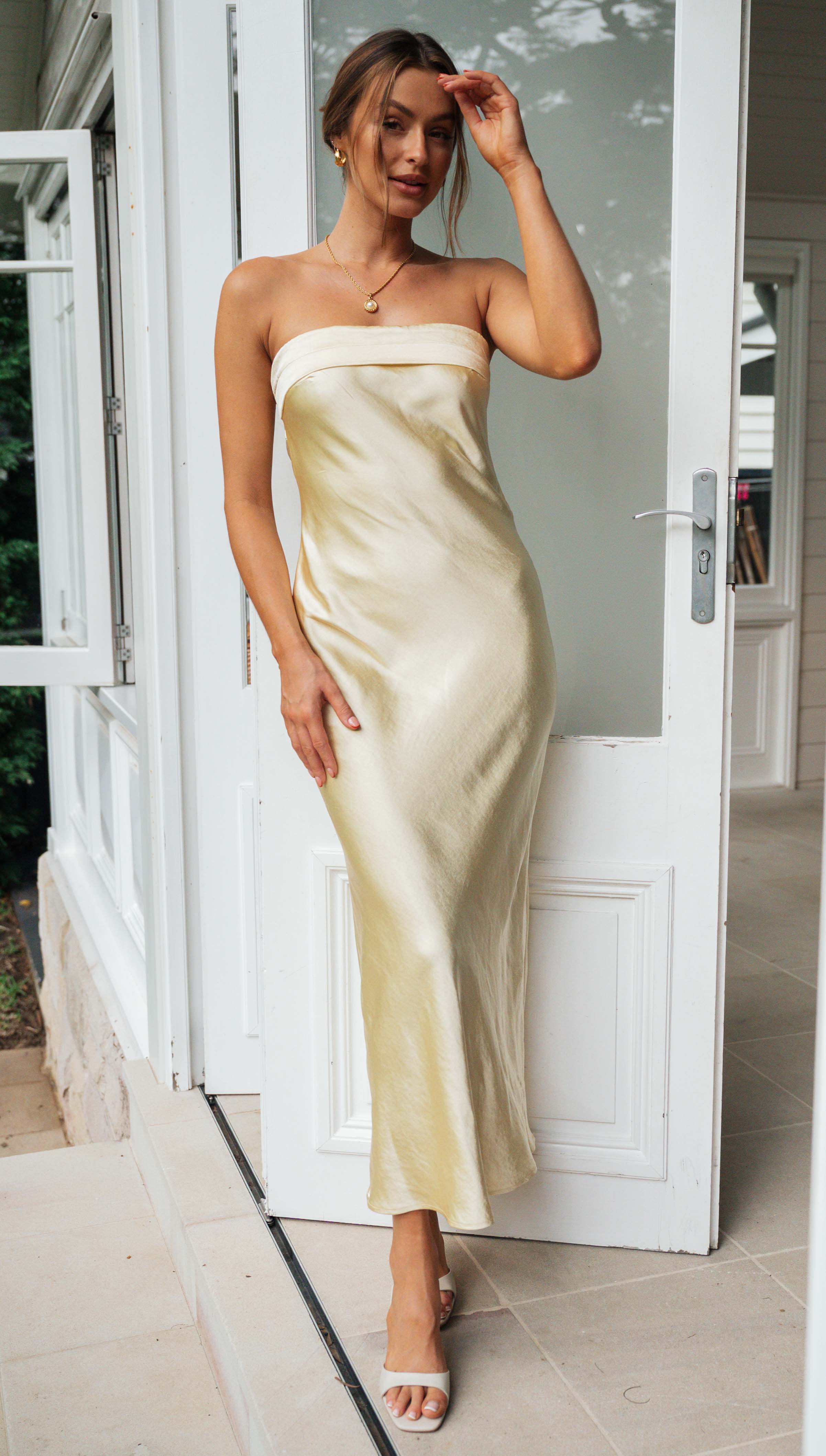 Half Open Back Sleeveless Silky Maxi Dress