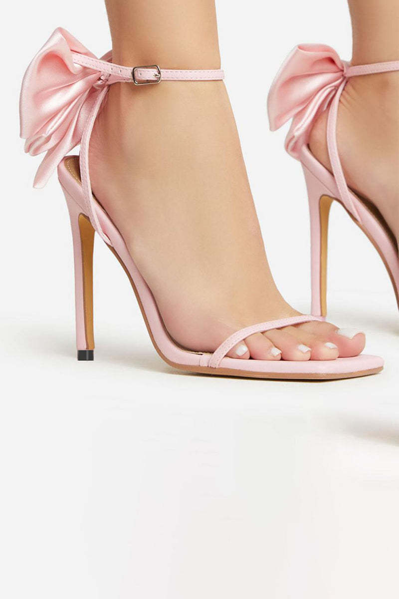PU Leather Bow Decor Buckle High Heel Party Sandals