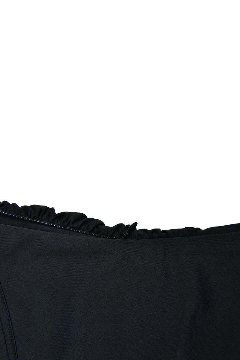 Cami 3D Flower Decor Ruched Backless One Shoulder Bodycon Wedding Guest Maxi Dresses