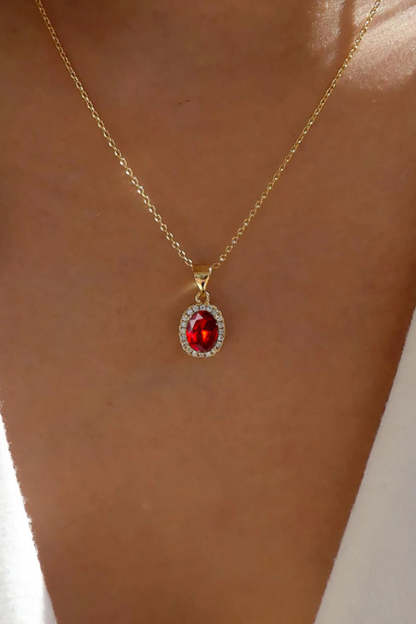 Crystal Gem Drop Shaped Pendant Alloy Necklace-Green