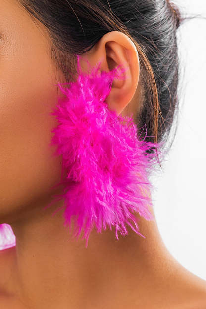 Feather Flowy Cocktail Party Dangle Earrings Necklace