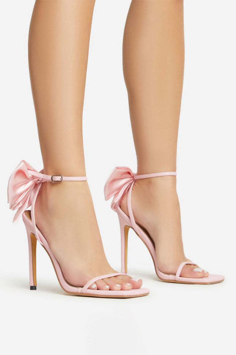 PU Leather Bow Decor Buckle High Heel Party Sandals