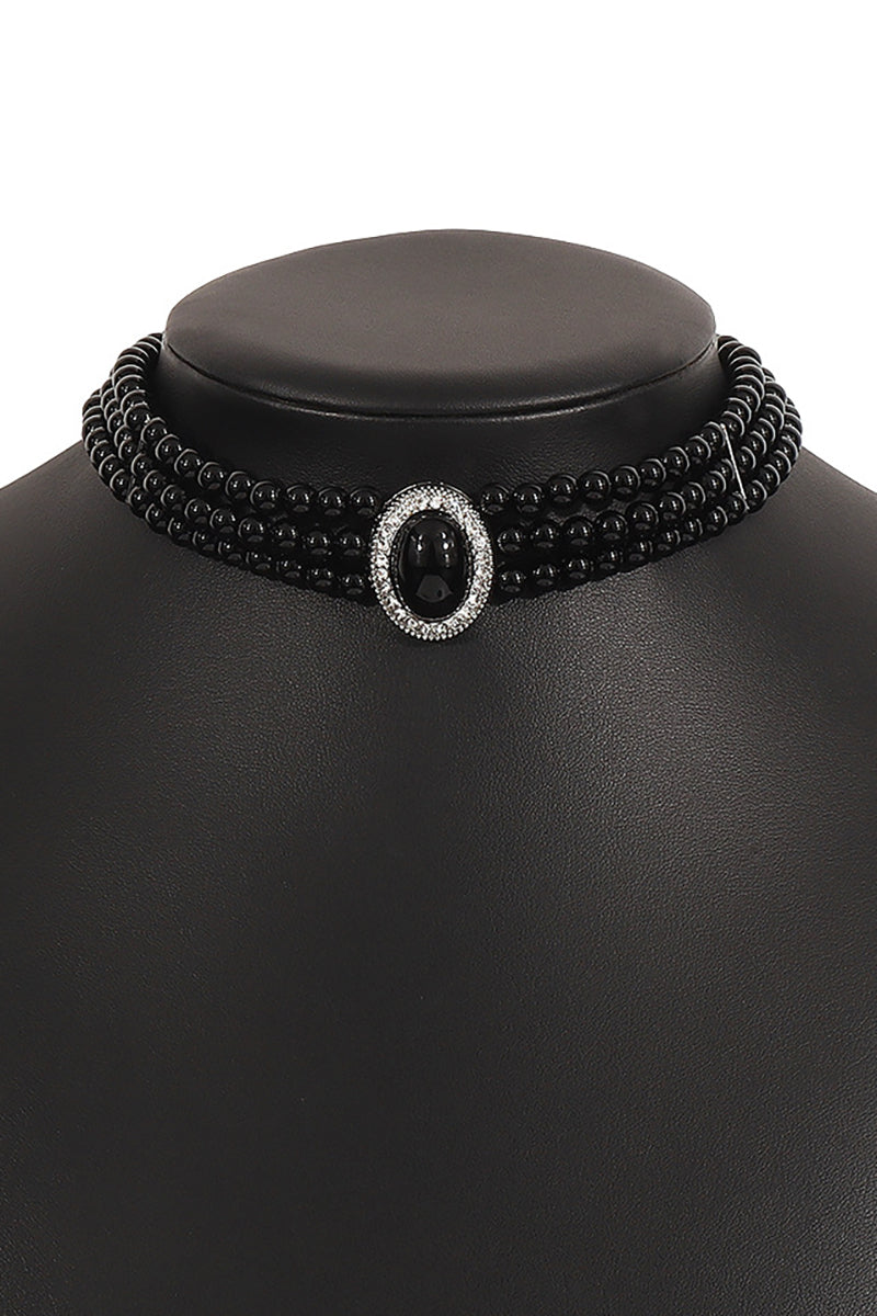 Elegant Layered Pearl Rhinestone Alloy Necklace