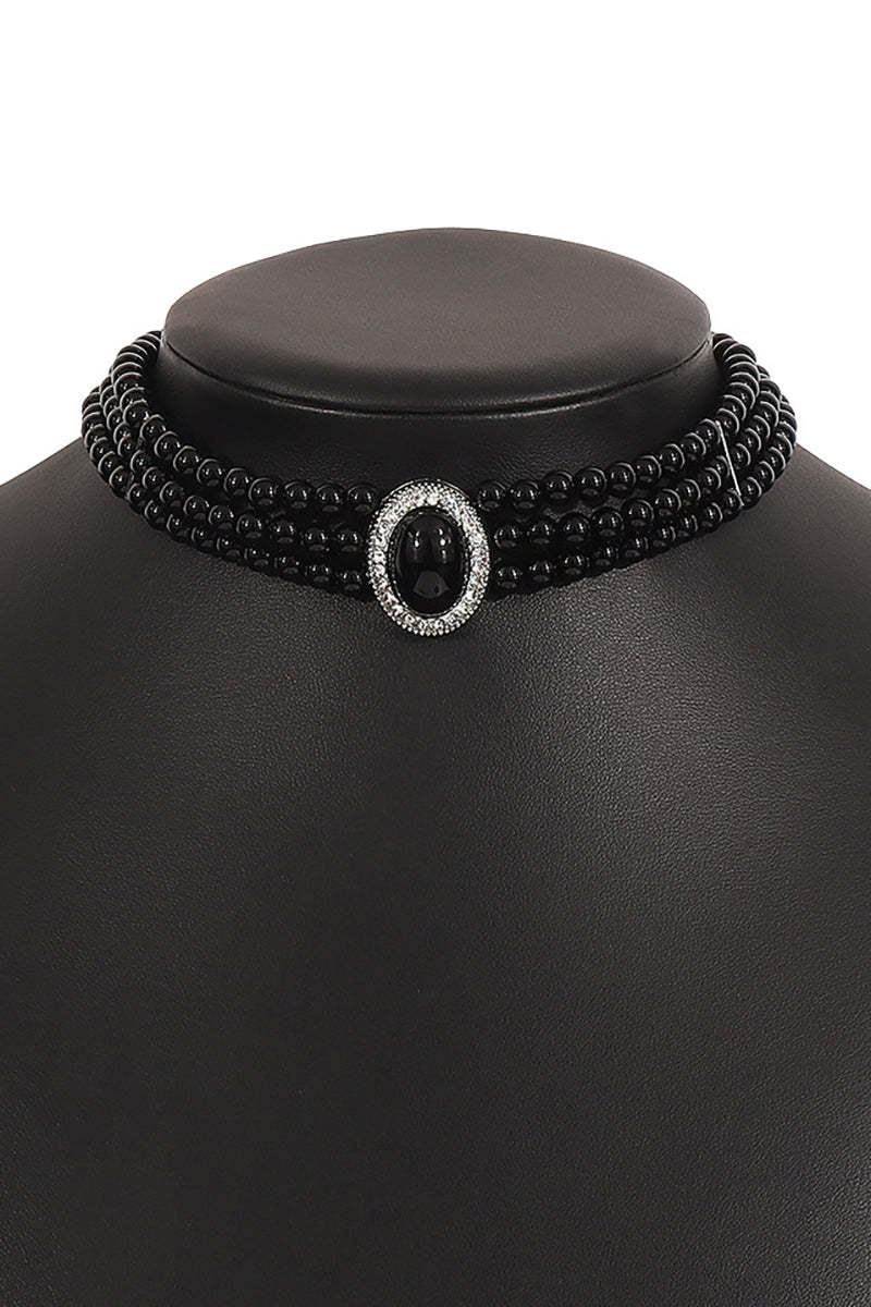 Elegant Layered Pearl Rhinestone Alloy Necklace