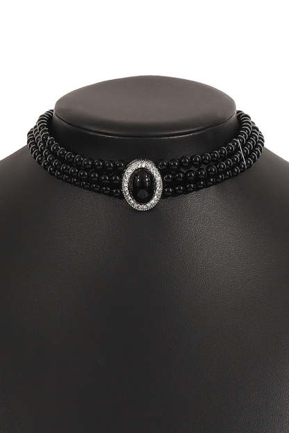 Elegant Layered Pearl Rhinestone Alloy Necklace