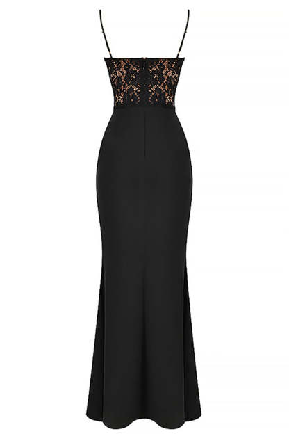 Lace Patchwork Cami Bodycon Fishtail Hem Gowns Maxi Dresses