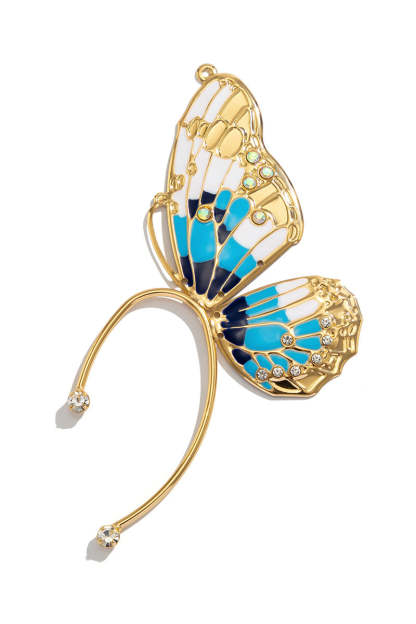 Rhinestone Alloy Butterfly Pleated Clip Earrings