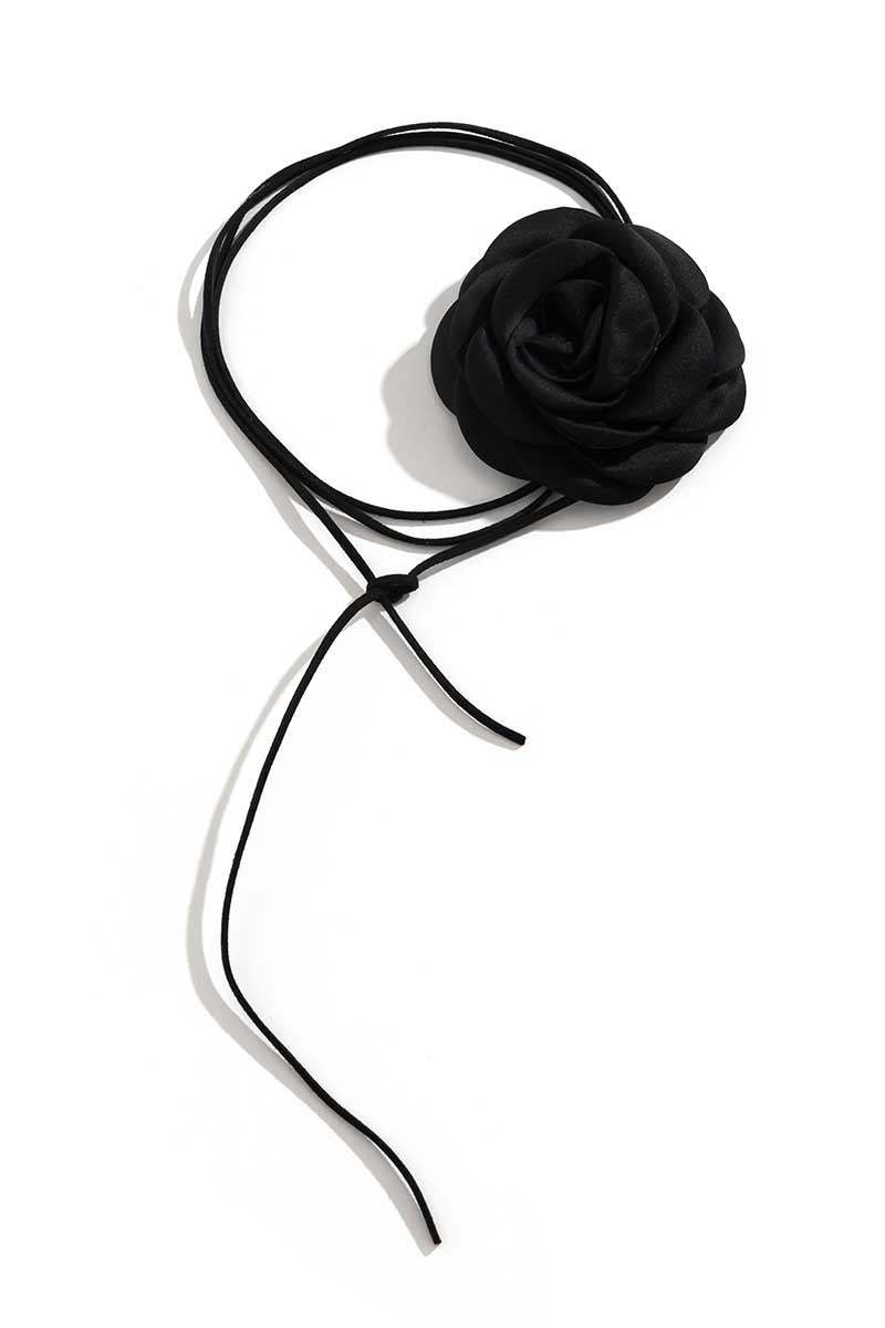 Tied Up Satin 3D Flower Decor Necklace