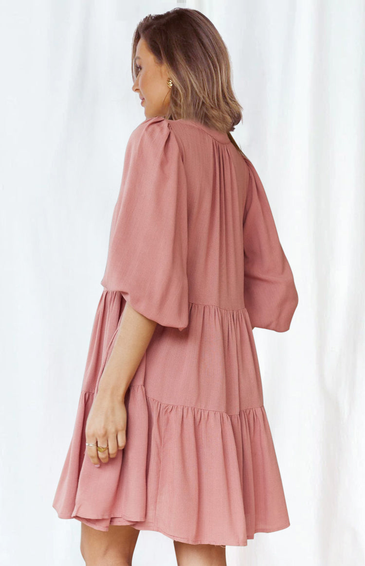 Relaxed Fit Flowy Ｍini Dress