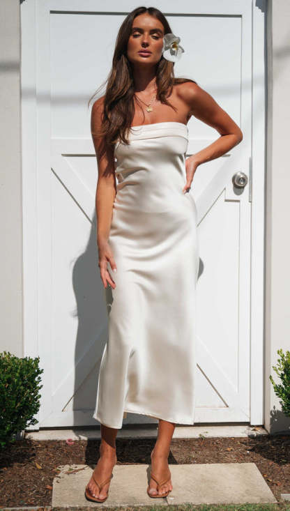 Half Open Back Sleeveless Silky Maxi Dress