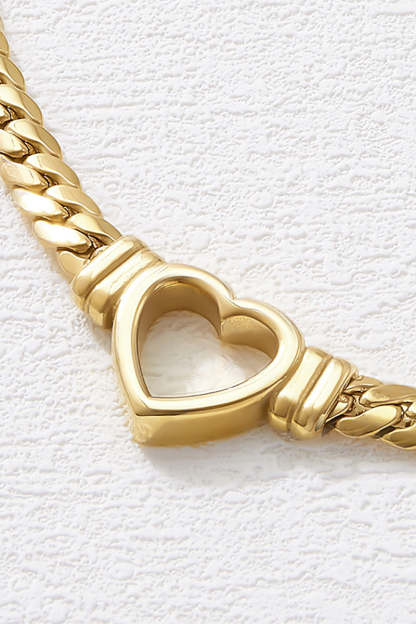 Heart Hollow Out Stainless Steel Chain Necklace