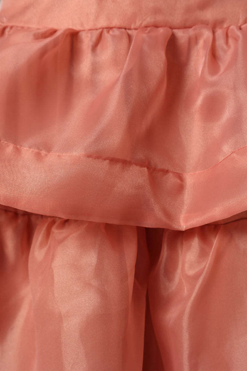 Pleated Cami Crop Top Layered Mesh Maxi Skirt Party 2pcs Set-Pink