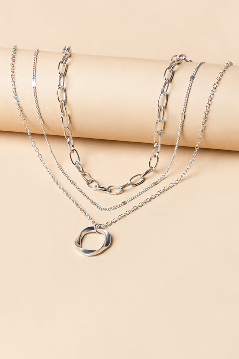 Mobius Strip Pendants Alloy Layered Necklace-Gold