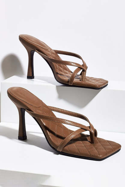 Flip Flops Square Toe Stiletto High Heel Slippers