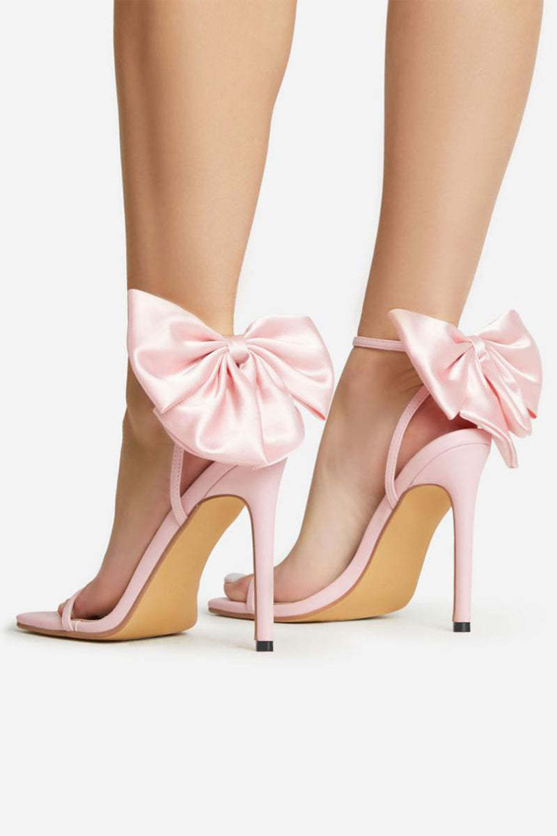 PU Leather Bow Decor Buckle High Heel Party Sandals