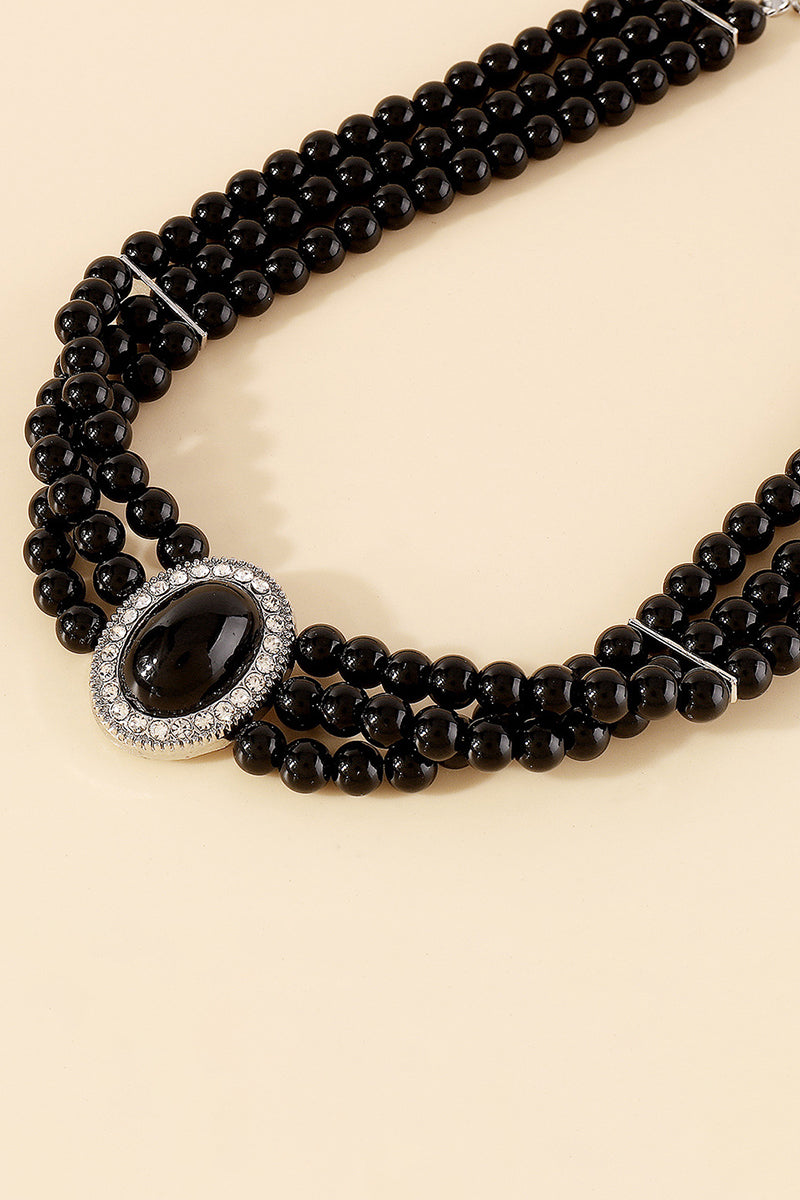 Elegant Layered Pearl Rhinestone Alloy Necklace