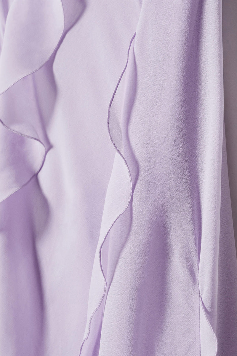 Cami Irregular Neck Ruffle Backless Tied Up Slit Tulle Formal Party Maxi Dress