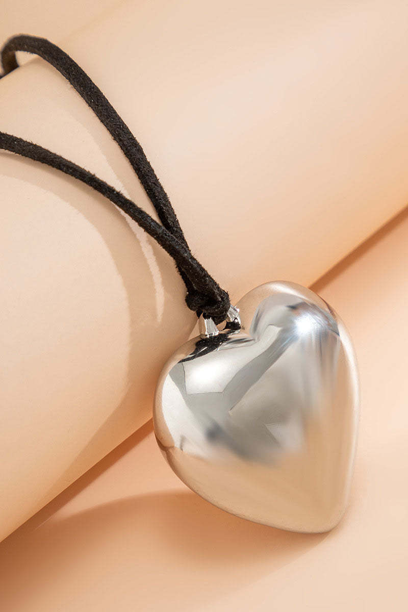 Alloy Heart Pendant Decor String Tied Up Necklace