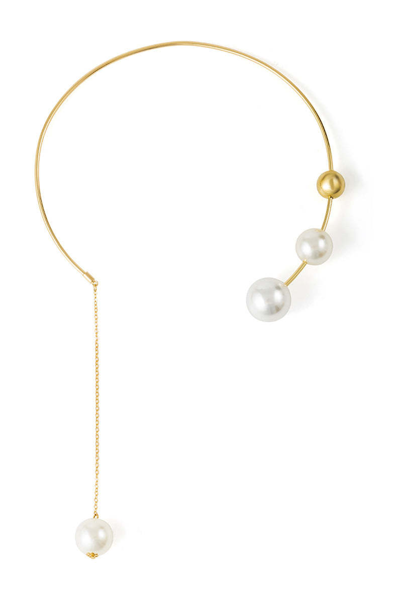 Alloy Pearl Chain Necklace Round Ring Beads Dangle Earrings