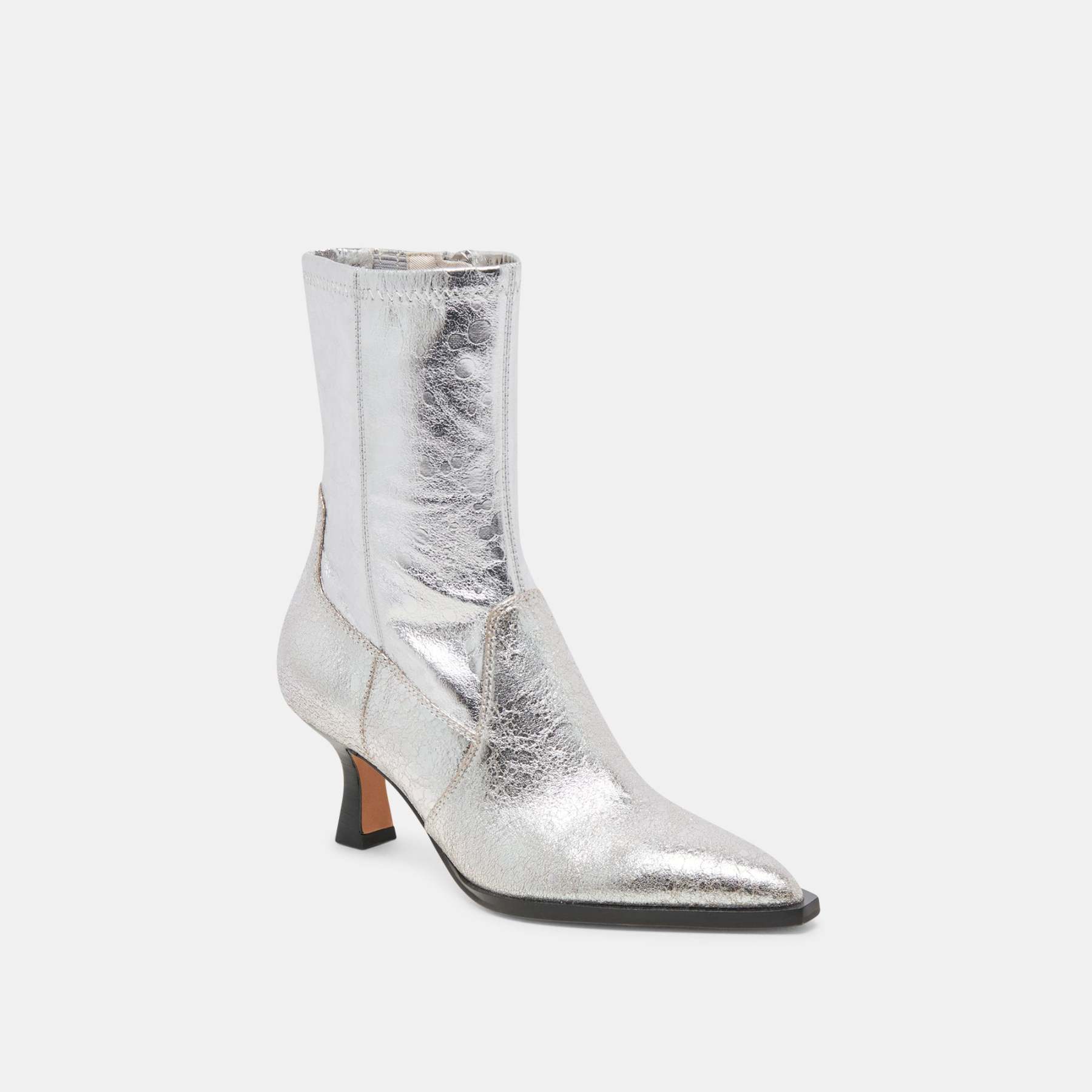 Arya Boots Silver Distressed Leather