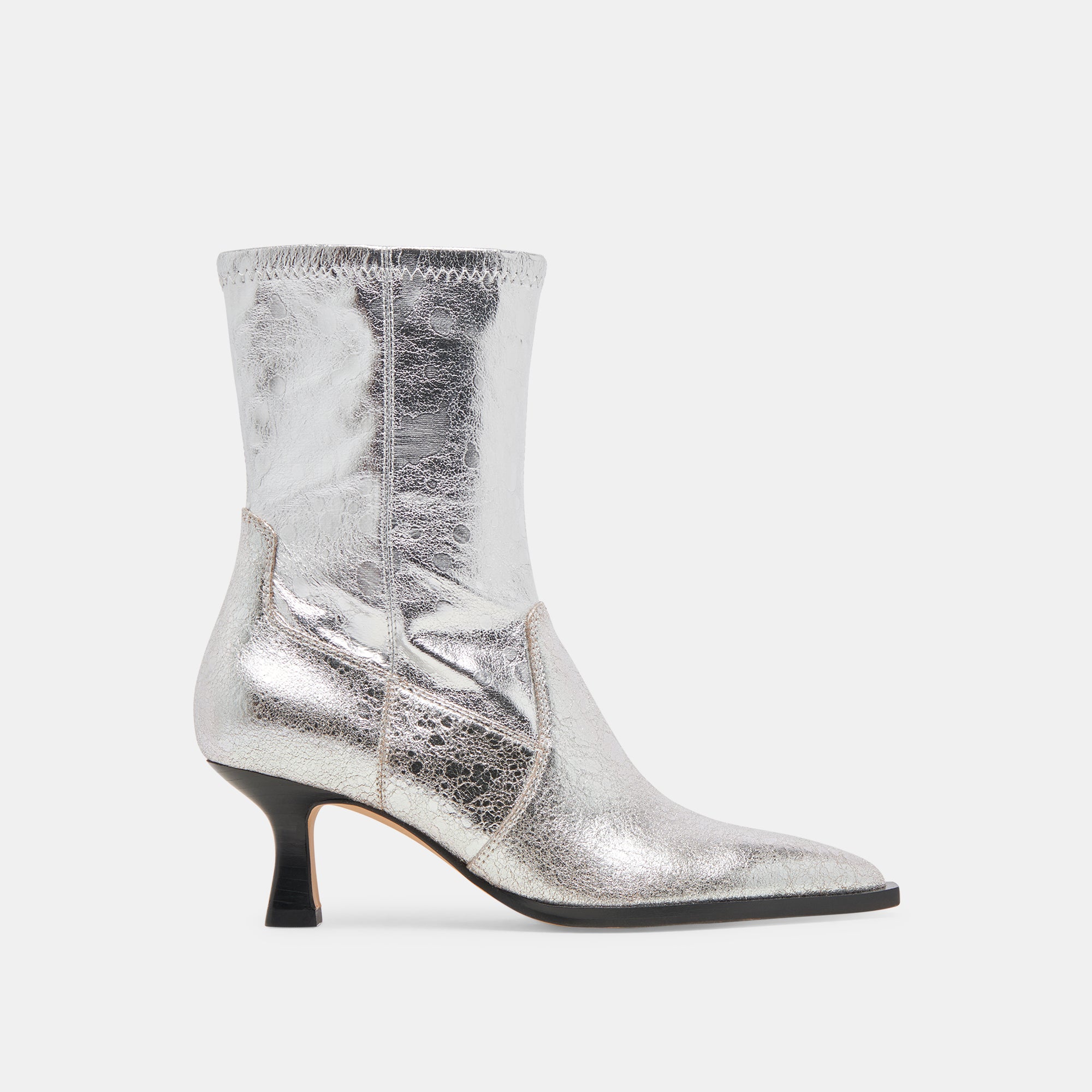Arya Boots Silver Distressed Leather