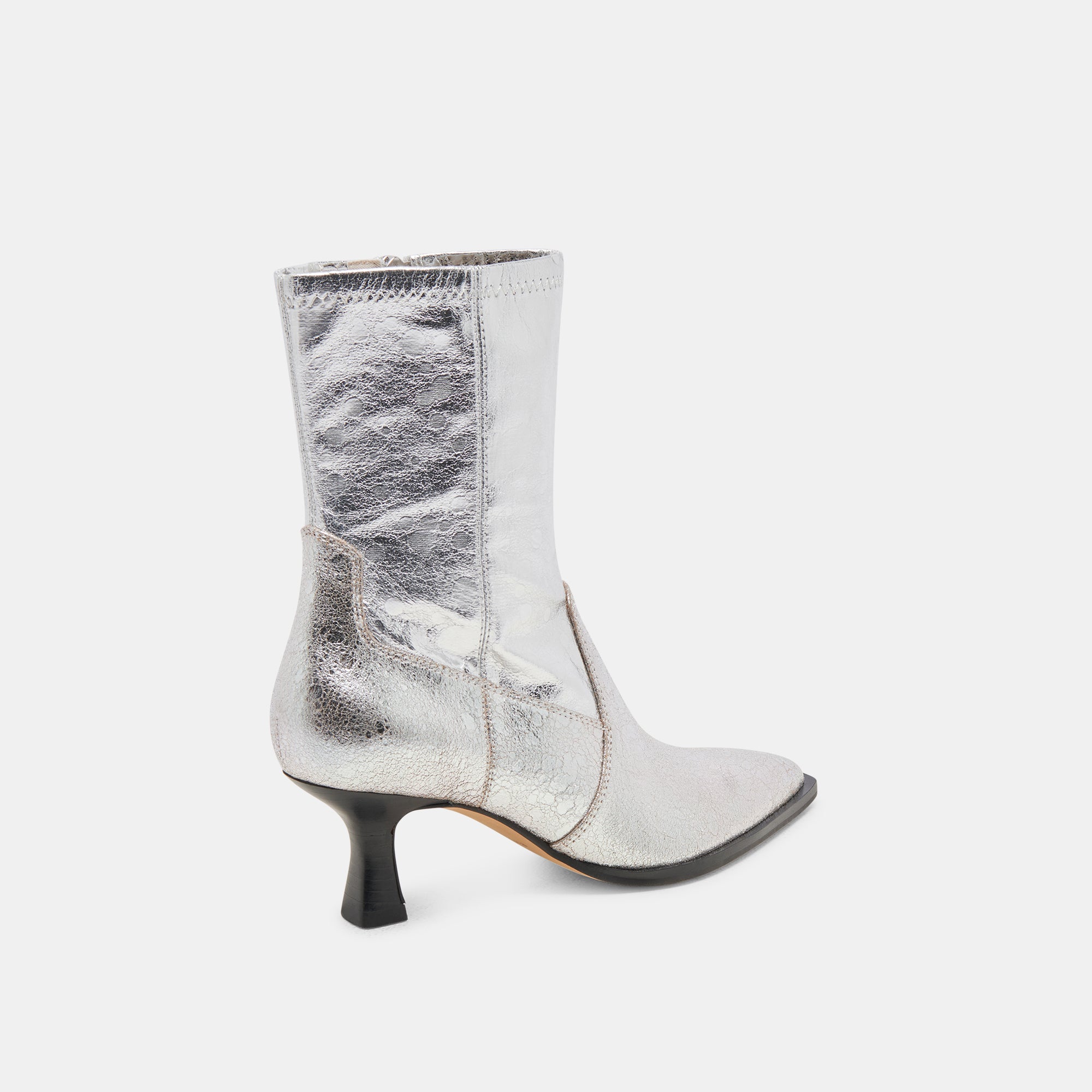 Arya Boots Silver Distressed Leather