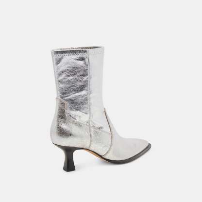Arya Boots Silver Distressed Leather