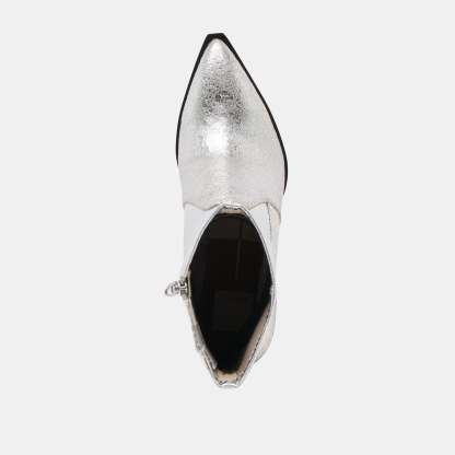 Arya Boots Silver Distressed Leather