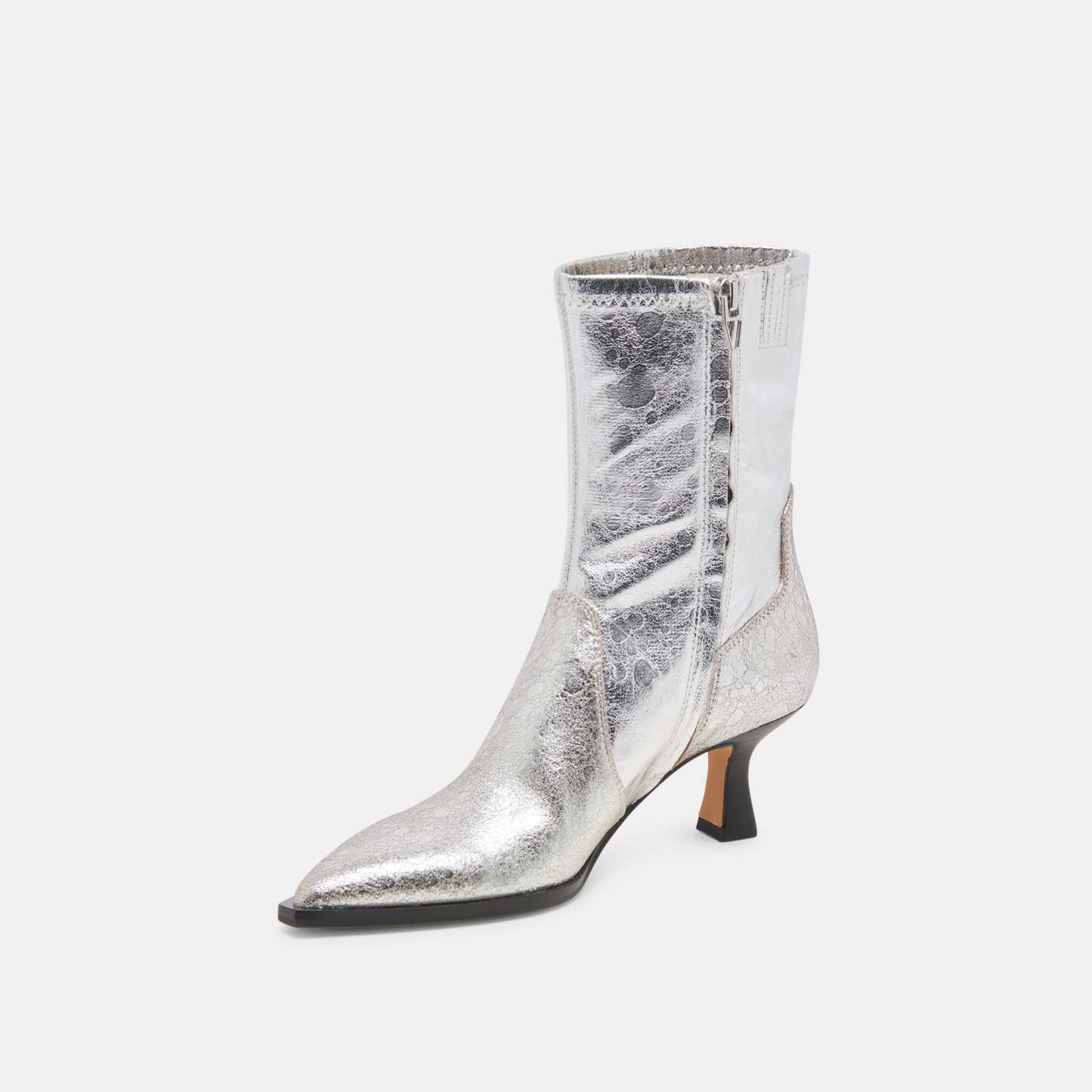 Arya Boots Silver Distressed Leather