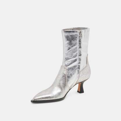 Arya Boots Silver Distressed Leather