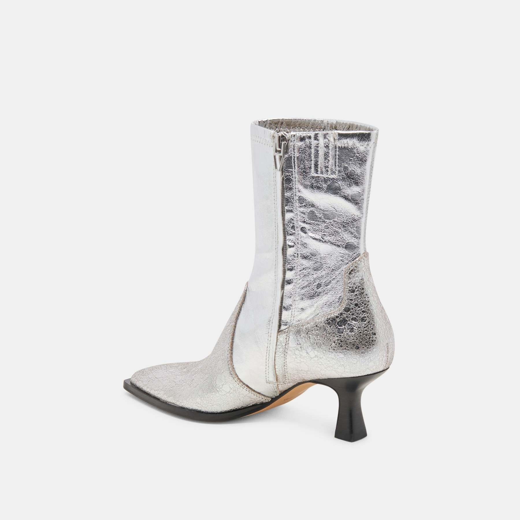 Arya Boots Silver Distressed Leather