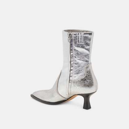 Arya Boots Silver Distressed Leather