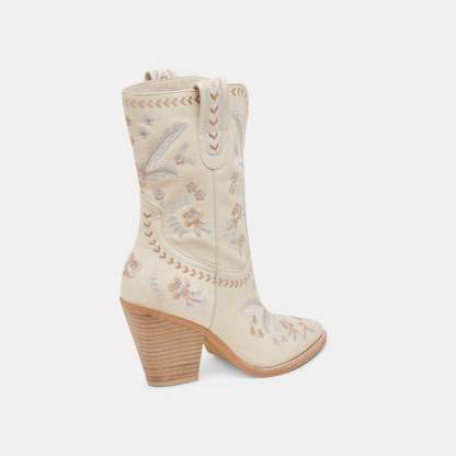 Jessey Floral Boots Creme Nubuck