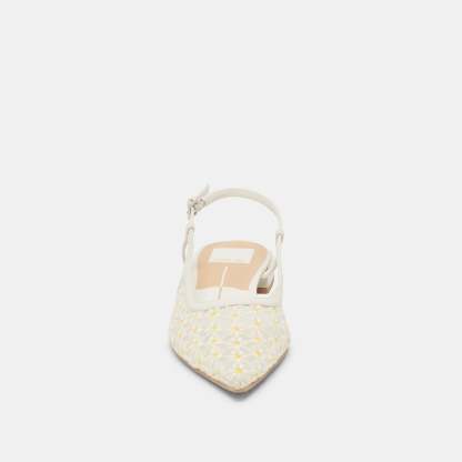 Pamie Floral Flats White Yellow Floral Mesh