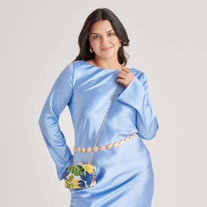 Daisy Clutch Blue Multi Beaded