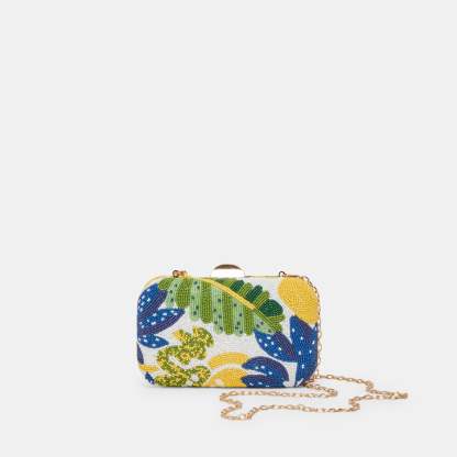 Daisy Clutch Blue Multi Beaded