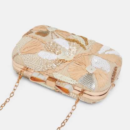 Daisy Clutch Natural Multi Beaded