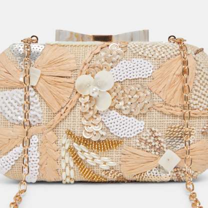 Daisy Clutch Natural Multi Beaded